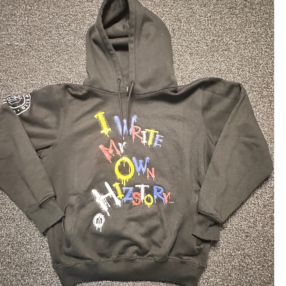Mizspelld I Write My Own Hizstory Black Graffiti Graphic Hoodie Mens Medium
